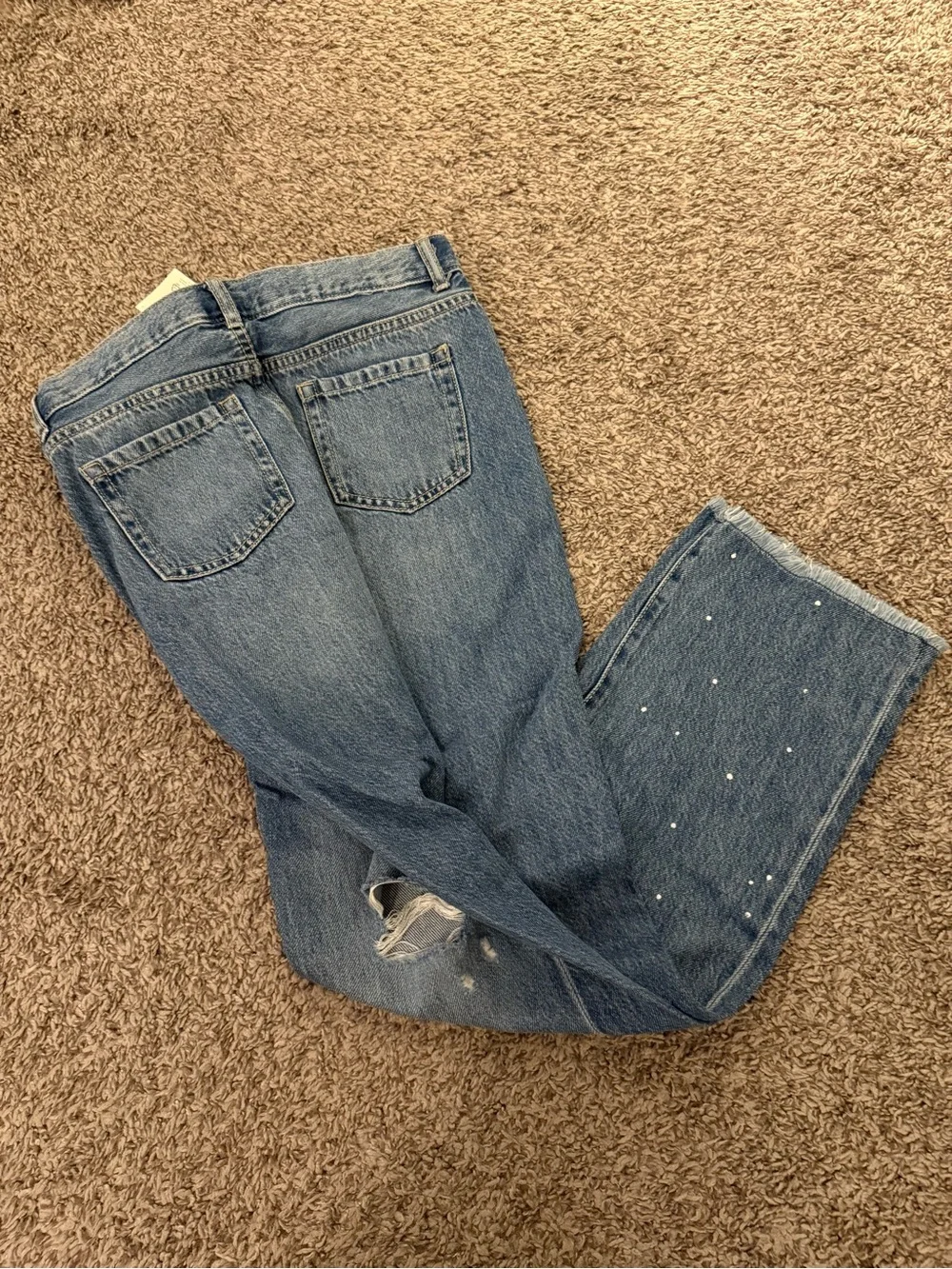 The Children's Place Blue Distressed Jeans with Pearl Dot Detail
